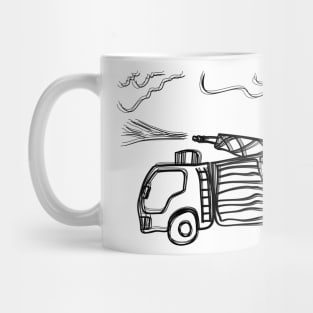 scribble illustration of a fire truck Mug